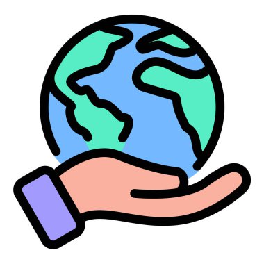 Kıtaları Düz Çizgi Rengi Biçiminde Görülebilen Dünya Simgesi Küresi.