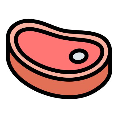 Et Simgesi Bir et kesiminin düz çizgi renk çizimi, Görünür kemik ve mermer detaylar ile T kemik biftek şekli.