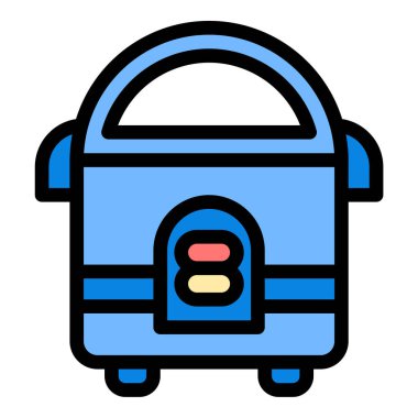 Düz Çizgili Pirinç Pişirme Simgesi Basit ve Modern Mutfak Aletleri Çizimi.