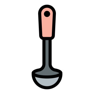 Düz Çizgi Ladle Simgesi A Basit ve Modern Aşçılık İllüstrasyonu.