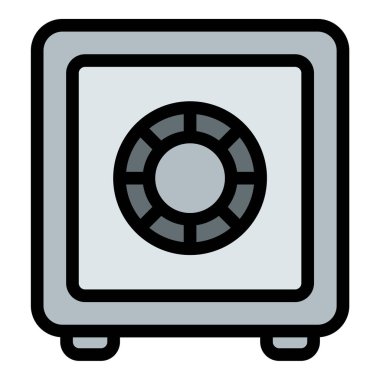 Güvenli depolama, korunma ve banka oteli ve güvenlik kavramları için ideal mali güvenliği temsil eden düz çizgi biçimli bir güvenlik kutusu simgesi.