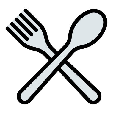 Düz çizgili restoran ikonu yemek servislerini ve yemek servislerini temsil ediyor. Konukseverlik aşçılığı ve iş kavramları için ideal..