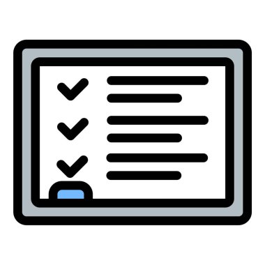 Eğitim toplantıları ve üretkenlik kavramları için ideal beyin fırtınası öğretim ve görsel planlamayı temsil eden düz çizgi biçiminde beyaz tahta simgesi.