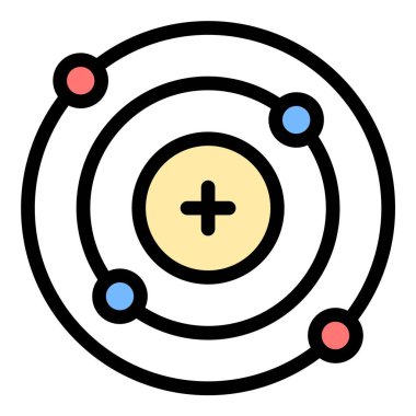 Proton simgesi atomik yapıyı temsil eden düz çizgi biçiminde pozitif yük ve atom altı parçacıklar bilim fiziği ve kimya kavramları için idealdir..
