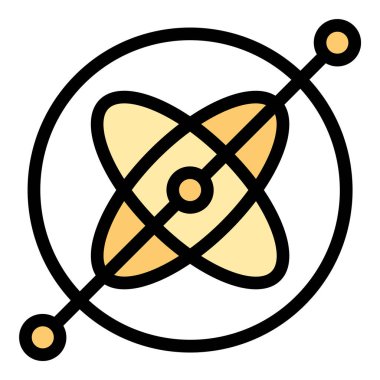 Fizik navigasyon ve teknoloji kavramları için ideal denge yönelimini ve rotasyonel hareketi temsil eden düz çizgi biçimindeki jiroskop simgesi.