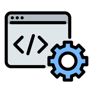 Web geliştirme simgesi düz çizgi biçiminde kodlama web sitesi oluşturma ve yazılım geliştirme teknolojisi ve dijital tasarım kavramları için ideal programlama simgesi.