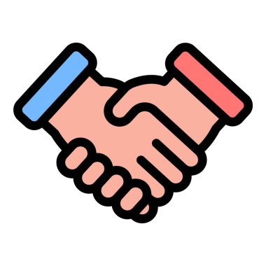 Anlaşma ortaklığı ve ticari işlemleri temsil eden düz çizgi tarzı anlaşma simgesi müzakereler ve işbirliği kavramları için idealdir.