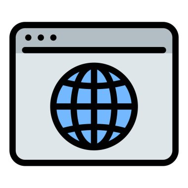 İnternette gezinme çevrimiçi navigasyon ve internet erişimini temsil eden düz çizgi biçimli web tarayıcı simgesi teknoloji web geliştirme ve dijital iletişim kavramları için idealdir.