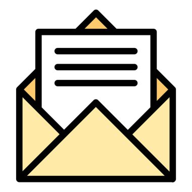 Posta hizmetleri ve yazılı belge kavramları için iletişim yazışmalarını ve mesajlaşmayı temsil eden düz çizgi biçiminde harf simgesi.