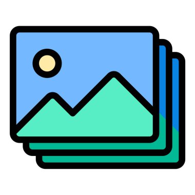 Görüntü fotoğrafçılığını ve görsel içeriği temsil eden düz çizgi biçimindeki resim simgesi medya galerisi ve tasarım kavramları için idealdir.