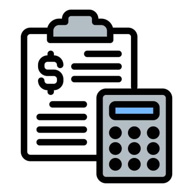 Finans yönetimi muhasebe defterini temsil eden ve iş finans ve vergi kavramları için ideal bütçe hesaplama simgesi.