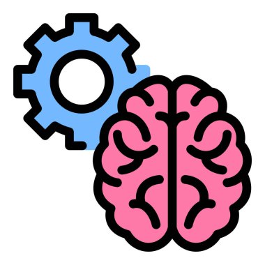 Yapay zeka otomasyonu ve öngörücü analitik kavramları için ideal yapay zeka işleme ve algoritma eğitimini temsil eden düz çizgi biçiminde makine öğrenme simgesi.