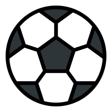 Futbol oyunları eğitimi ve eğlence kavramları için ideal spor takım çalışmasını ve atletik yarışmayı temsil eden düz çizgi tarzında futbol topu ikonu.