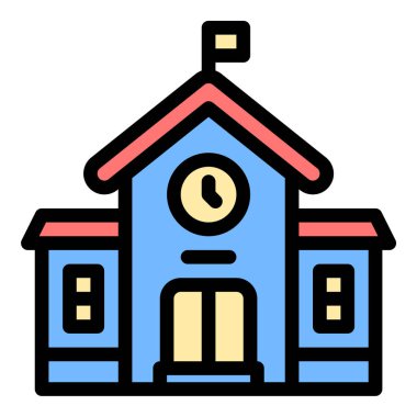 Öğrenci öğretmenleri ve sınıf kavramları için ideal eğitim öğrenimini ve akademik kurumları temsil eden düz çizgi biçimindeki okul simgesi.