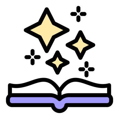 Düz çizgi biçiminde peri masalı simgesi edebiyat folkloru ve çocuk kitapları kavramları için ideal fantastik hikaye anlatımı ve büyülü temaları temsil eder..