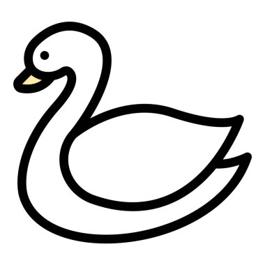 Kuğu simgesi düz çizgi tasviri zarafet, zarafet ve güzelliği temsil eder, doğa, vahşi yaşam ve lüks temalar için uygundur...