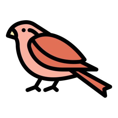 Serçe simgesi düz çizgi tarzı illüstrasyon, kuş izleme, ekoloji ve çevre temaları için uygun küçük kuşlar, doğa ve vahşi yaşamı temsil eder...