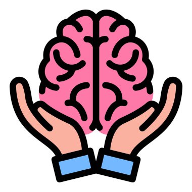 Zeka, düşünce ve bilişsel süreçleri temsil eden, eğitim, nörobilim ve yapay zekayla ilgili konular için uygun beyin simgesi düz çizgi tarzı çizimi..