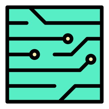 Elektrik bağlantılarını ve elektronik yolları temsil eden, teknoloji, mühendislik ve donanım tasarım uygulamaları için uygun devre simgesi düz çizgi biçim illüstrasyonuName.