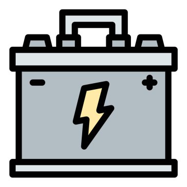 Enerji depolama ve güç yedeklemesini temsil eden, pil sistemleri, elektronik ve yenilenebilir enerji uygulamaları için uygun akümülatör simgesi düz çizgi çizimi.