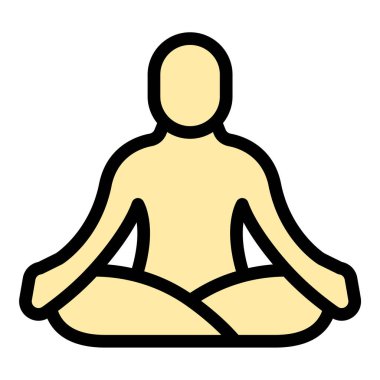 Yoga simgesi düz çizgi tarzı illüstrasyon farkındalığı, meditasyonu ve fiziksel refahı temsil eder, fitness, refah ve manevi kavramlar için uygundur..