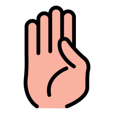 Mudra simgesi düz çizgi çizimi, meditasyon, yoga ve ruhani uygulamalarda kullanılan sembolik el hareketlerini temsil ediyor, sağlığa, farkındalığa ve kültürel sembolizme uygun..