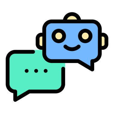 Chatbot simgesi düz çizgi tarzı illüstrasyon yapay zeka destekli sanal asistanları, otomatik mesajlaşmayı ve müşteri desteği, yapay zeka etkileşimi ve dijital arayüzleri temsil eder.