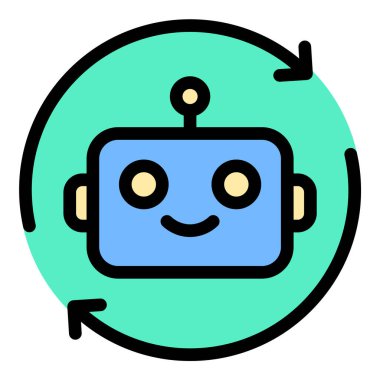 Otomasyon simgesi düz çizgi biçim illüstrasyonu, otomatikleştirilmiş süreçleri, iş akışı optimizasyonunu ve verimliliği, teknoloji, robot bilimi ve endüstriyel otomasyon kavramları için uygundur..