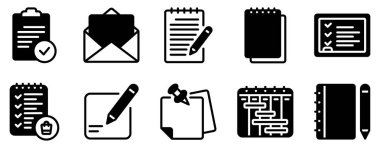 Not ve Görevler Simgesi Katı Biçim Koleksiyonunu Yapılacaklar listesi ve proje yönetimi uygulamaları için uygun organizasyon ve üretkenliği temsil eder