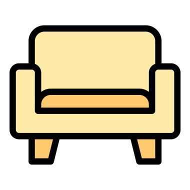 Rahat oturma mobilyalarını temsil eden, ev dekorasyonu, iç tasarım ve mobilya endüstrisi için uygun kanepe ikonu düz çizgi çizimi.