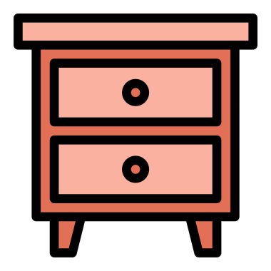 Yatak odası mobilyası ve depolamasını temsil eden düz çizgi simgesi, ev dekorasyonu, mobilya mağazaları ve iç tasarım hizmetleri için uygun.