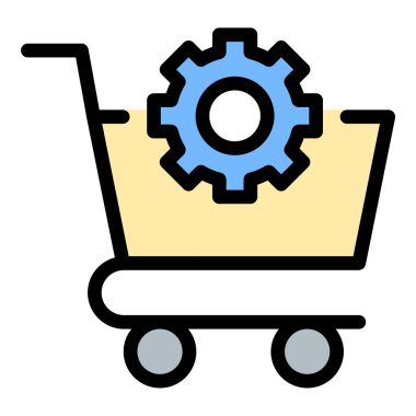 Tedarik zinciri, iş satın alma ve satıcı yönetimi için uygun mal ve hizmetlerin edinilme sürecini temsil eden ikon düz çizgi çizimi.