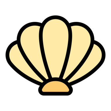 Deniz kabuğu simgesi düz çizgi çizimi deniz yaşamı ve okyanus temalarını temsil eder, plaj, doğa ve sualtı ile ilgili kavramlar için uygundur..