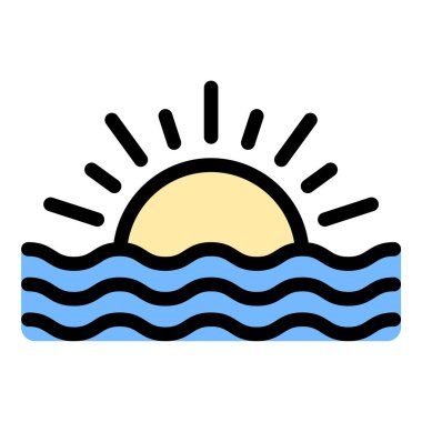 Okyanus simgesi düz çizgi çizimi deniz, dalga ve deniz ortamını temsil eder, okyanus bilimi, seyahat ve su koruma teması için uygundur.