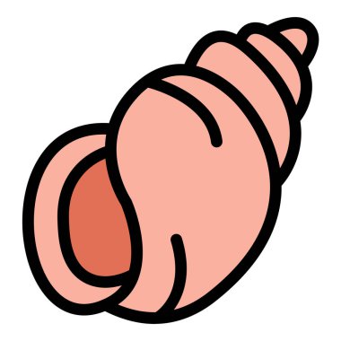 Deniz kabuğu simgesi, deniz kabukları, deniz kabukları ve okyanus temalarını temsil eden düz çizgi tasviri, sahil beldeleri, deniz koruma alanları ve kıyı dekorları için uygundur..