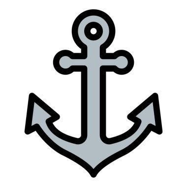 İstikrar, güvenlik ve deniz temalarını temsil eden, navigasyon, yelken ve markalaşma tasarımları için uygun sabitleme simgesi biçimi illüstrasyonu.