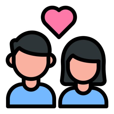 Romantik partnerleri veya arkadaşlığı temsil eden, aşk, ilişki ve sevgililer günü temalı içerik için uygun bir çift simgesi.