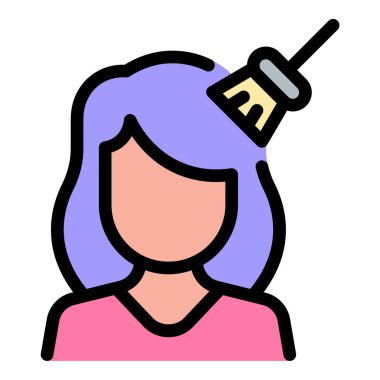 Saç boyası simgesi düz çizgi stili illüstrasyonu saç boyası ve stil geliştirmeyi temsil eder, güzellik salonu, güzellik ve kişisel bakım projeleri için uygundur