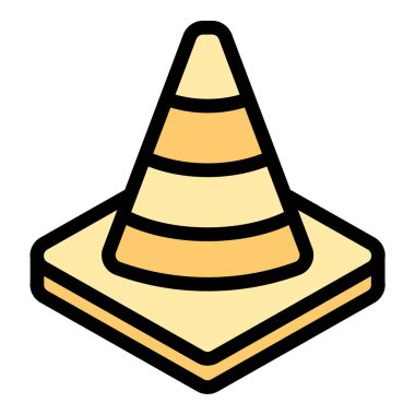 Trafik konisi simgesi düz çizgi çizimi güvenlik ve yol çalışmasını temsil ediyor, inşaat, ulaşım ve trafik yönetimi projeleri için uygun