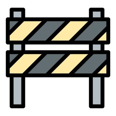 Engelleme veya koruma, güvenlik, inşaat ve güvenlikle ilgili projeler için uygun olan bariyer simgesi düz çizgi tarzı illüstrasyonuName