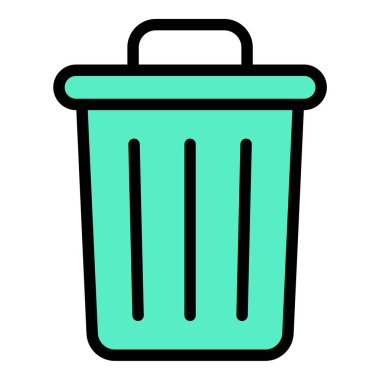 Çöp kutusu simgesi düz çizgi tarzı illüstrasyon atık toplama ve bertaraf etme, temizlik, geri dönüşüm ve çevre yönetimi projeleri için uygundur
