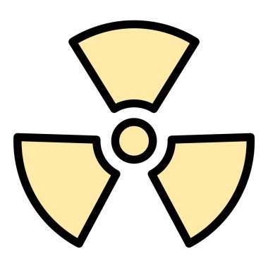 Tehlikeli maddeler ve radyasyon uyarısını temsil eden, güvenlik, çevre ve bilimle ilgili projeler için uygun radyoaktif ikon düz çizgi çizimi çizimi