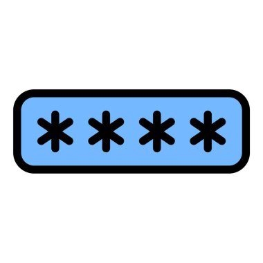 Siber güvenlik, giriş sistemleri ve veri koruma projeleri için uygun, kullanıcı kimlik doğrulaması ve güvenli erişimi temsil eden parola simgesi düz çizgi çizimi