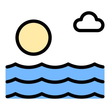 Okyanus ortamlarını ve deniz yaşamını temsil eden, seyahat, doğa ve su ile ilgili projeler için uygun deniz ikonu düz çizgisi tasviri