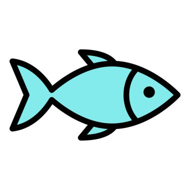 Deniz yaşamını ve deniz ürünlerini temsil eden, okyanus, balıkçılık ve aşçılık ile ilgili projeler için uygun balık ikonu düz çizgili tasviri