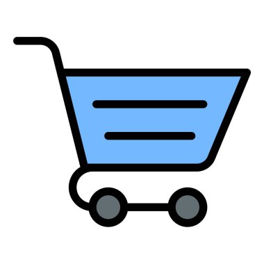 Alışveriş arabası simgesi düz çizgi tarzı illüstrasyon çevrimiçi alışveriş ve perakende alımları temsil ediyor, e-ticaret, perakende ve pazarlama projeleri için uygun