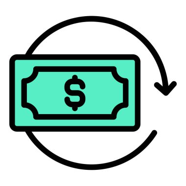 İade simgesi düz çizgi biçimi illüstrasyonu, geri dönüşleri ve geri ödemeleri temsil eder, perakende, e-ticaret ve müşteri hizmeti projeleri için uygundur