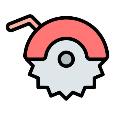 Elektrikli testere simgesi düz çizgi tarzı illüstrasyon kesme araçlarını ve ormancılık işini temsil ediyor, inşaat, peyzaj ve açık hava ekipman projeleri için uygun