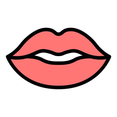 Dudak simgesi düz çizgi biçim illüstrasyonu güzellik, ifade ve kozmetiği temsil eder, makyaj, moda ve kişisel bakım projelerine uygundur