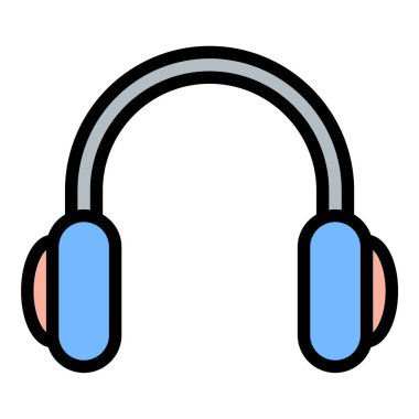 Kulaklık simgesi düz çizgi tarzı illüstrasyon işitme ve soğuk hava donanımını temsil ediyor, güvenlik, inşaat ve kış giyim projeleri için uygun